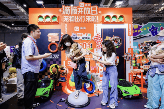 毛孩子和家长们参与滴滴宠物运动会